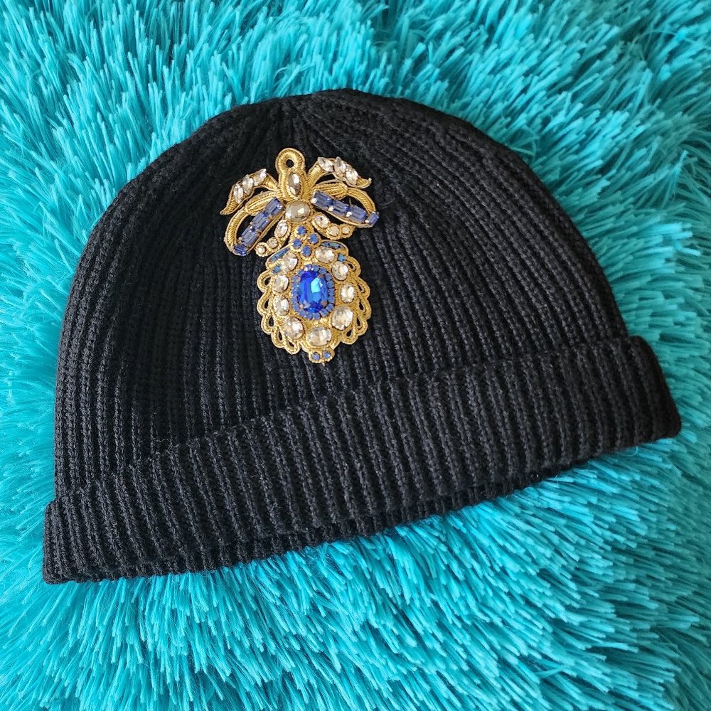 VERSACE - AUTHENTIC EMBELLISHED WOOL BEANIE